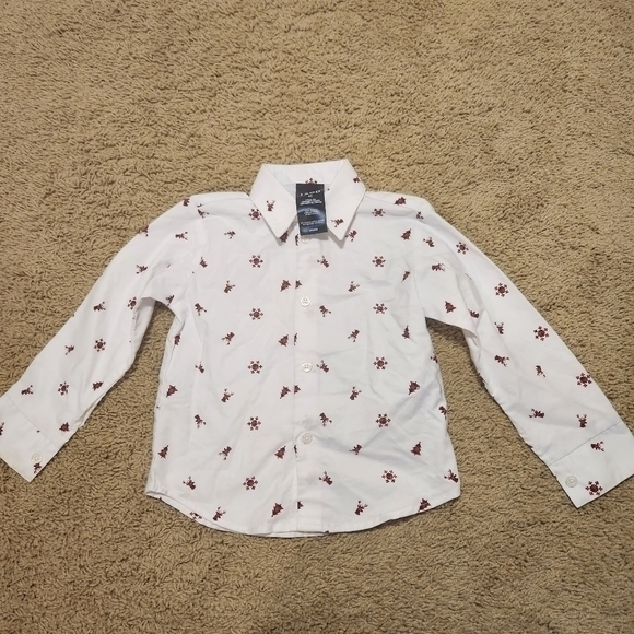 Izod Dress Shirt - 3T 🎄 Holiday Pictures Collared Button‎ Up Long Sleeve - Picture 1 of 5